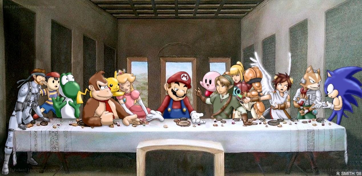 video game characters at last supper