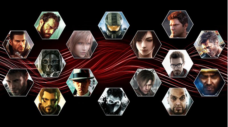 Video Game Characters — Black, Dramatic, Digital Art, Hexagons