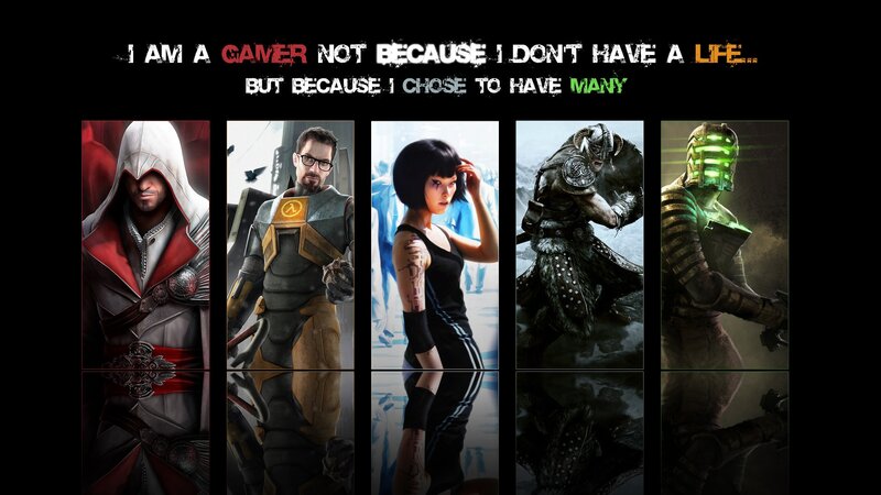 Video Game Characters — Black, Dramatic, Digital Art, Text, Armor