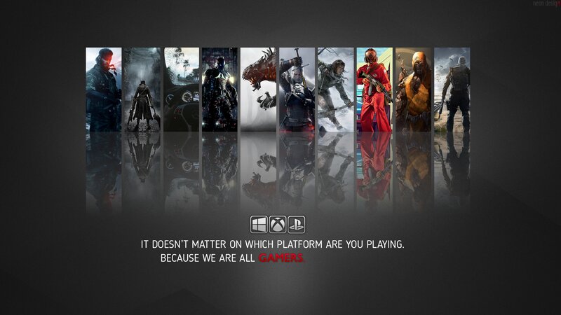 Video Game Characters — Black, Dramatic, Digital Art, Weapons, Platform Logos