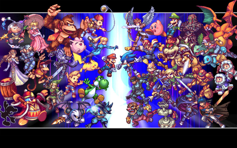 Video Game Characters — Blue, Dynamic, Pixel Art