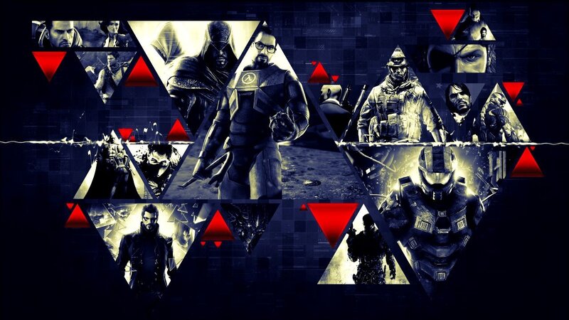 Video Game Characters Collage — Black, Dramatic, Digital Art, Triangles, Armor