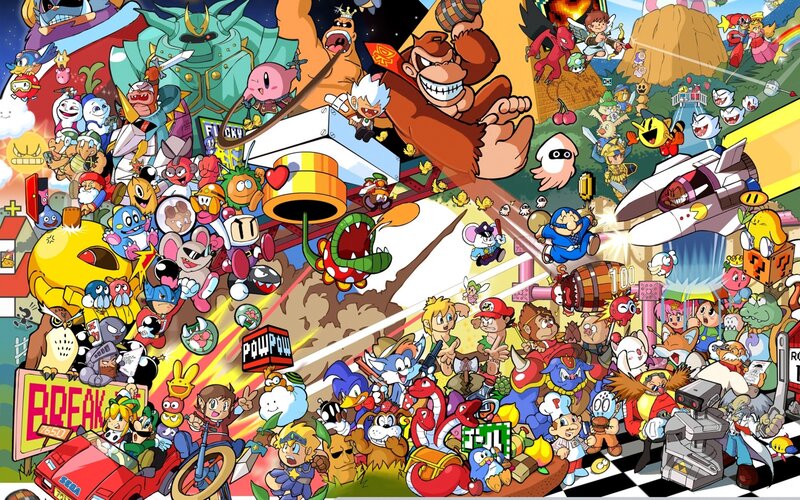 Video Game Characters Collage — Yellow, Chaotic, Digital Art