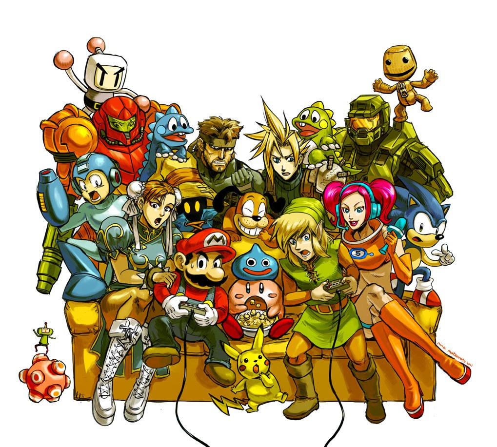video game characters gathering