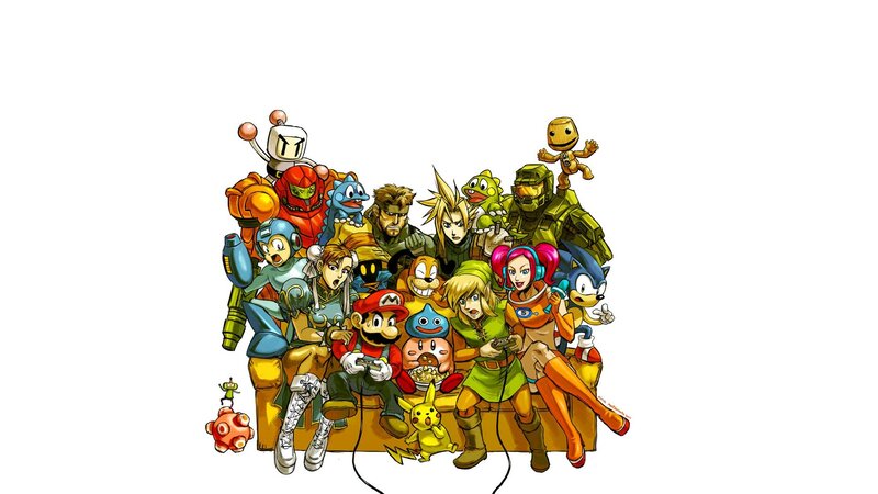 Video Game Characters Group — Yellow, Playful
