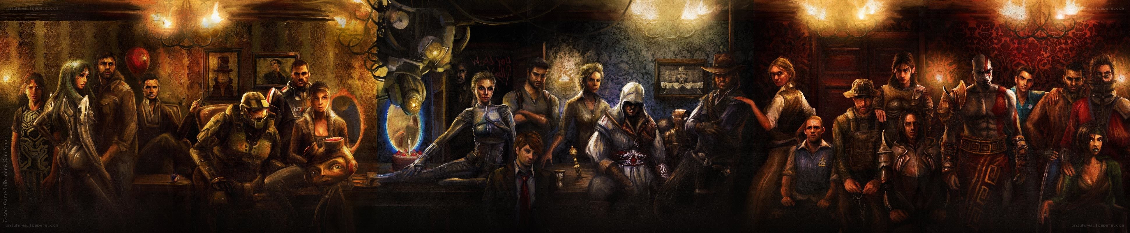 Video game characters in a tavern