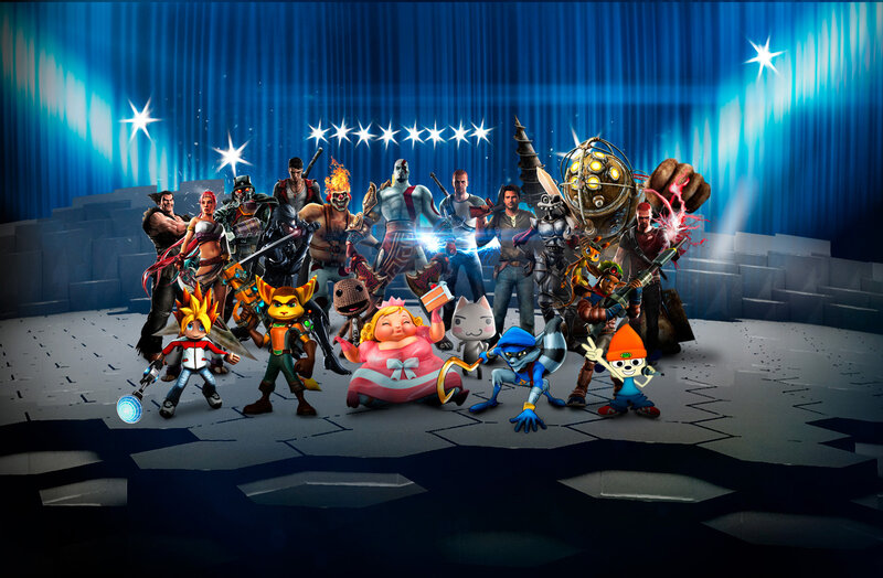 Video Game Characters on Stage — Blue
