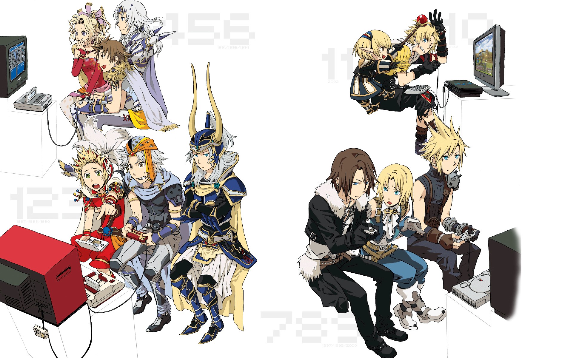 Video game characters playing games