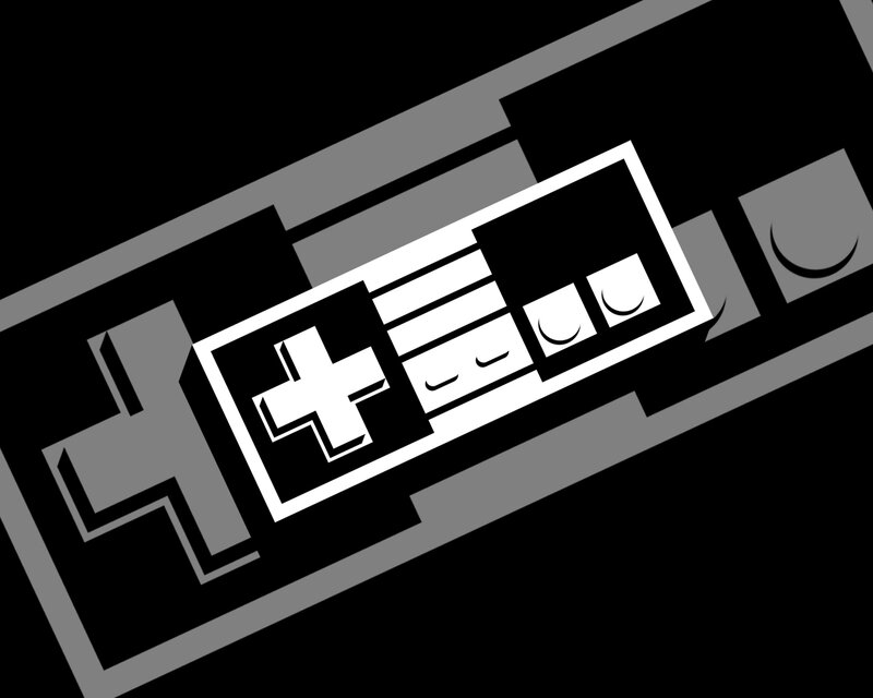 Video Game Controller — Black, Minimalist, Vector Art, D-pad, Buttons
