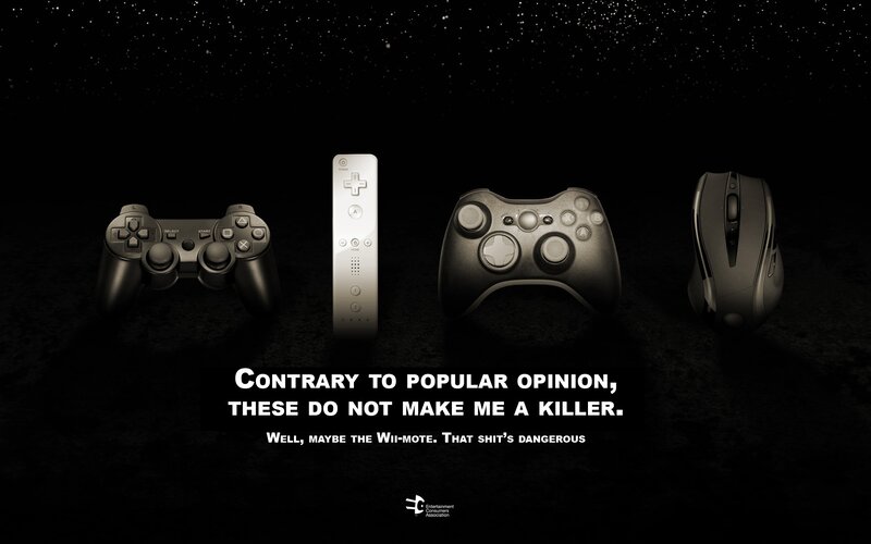 Video Game Controllers — Black, Dramatic, Night, Photograph