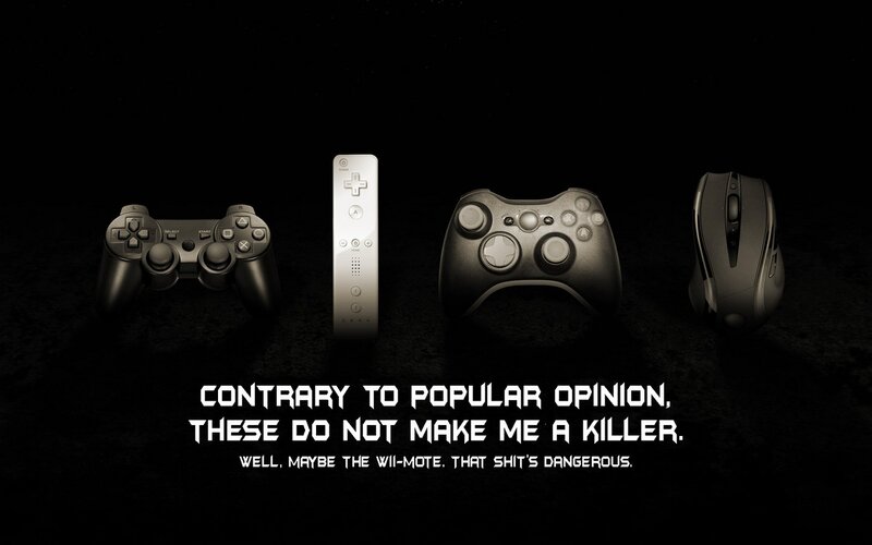 Video Game Controllers — Black, Dramatic