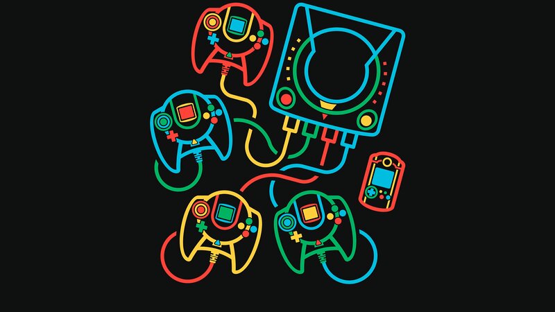 Video Game Controllers — Black, Playful