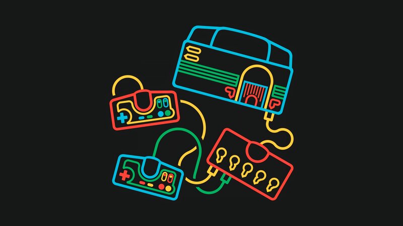 Video Game Controllers — Black, Retro
