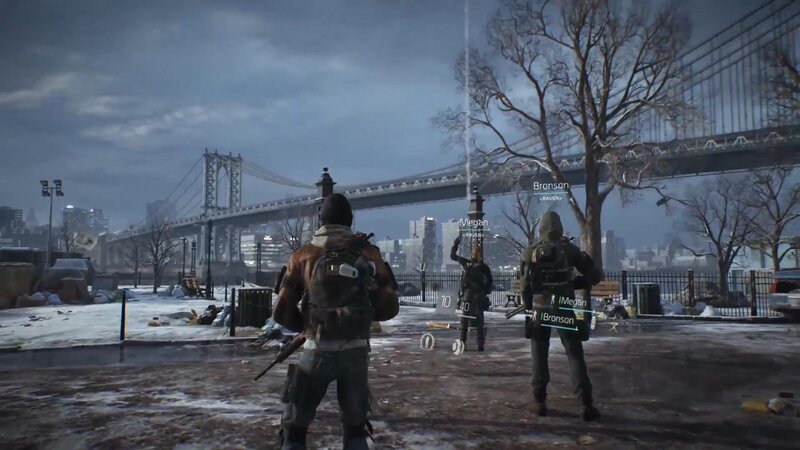 video game scene with bridge
