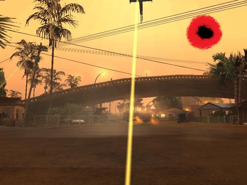 video game scene with red circle