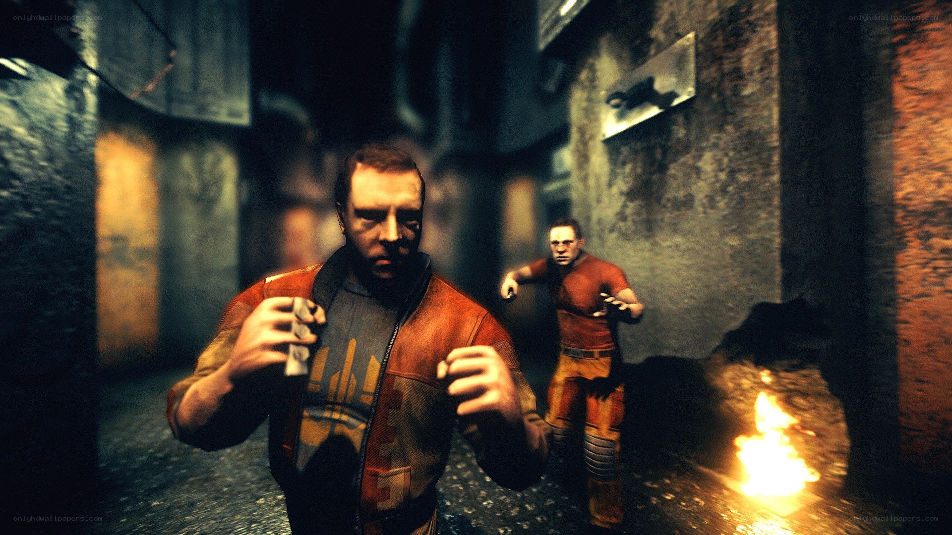 video game scene with two men