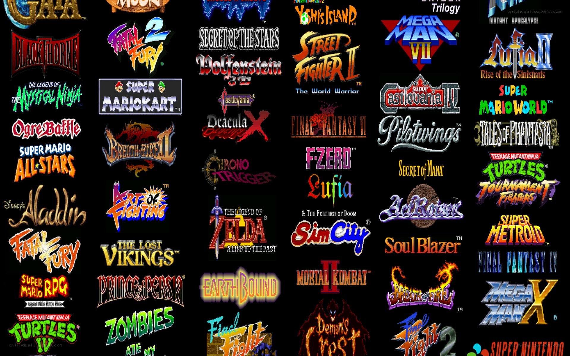 Video game title logos collage