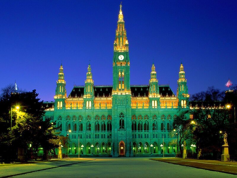Vienna City Hall at night