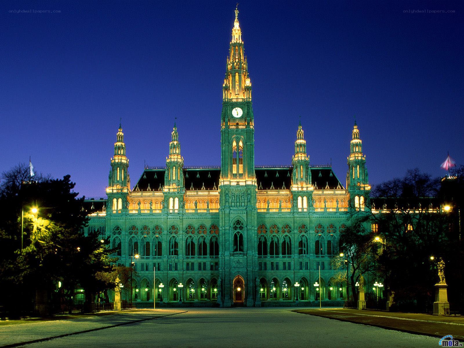 Vienna City Hall at night
