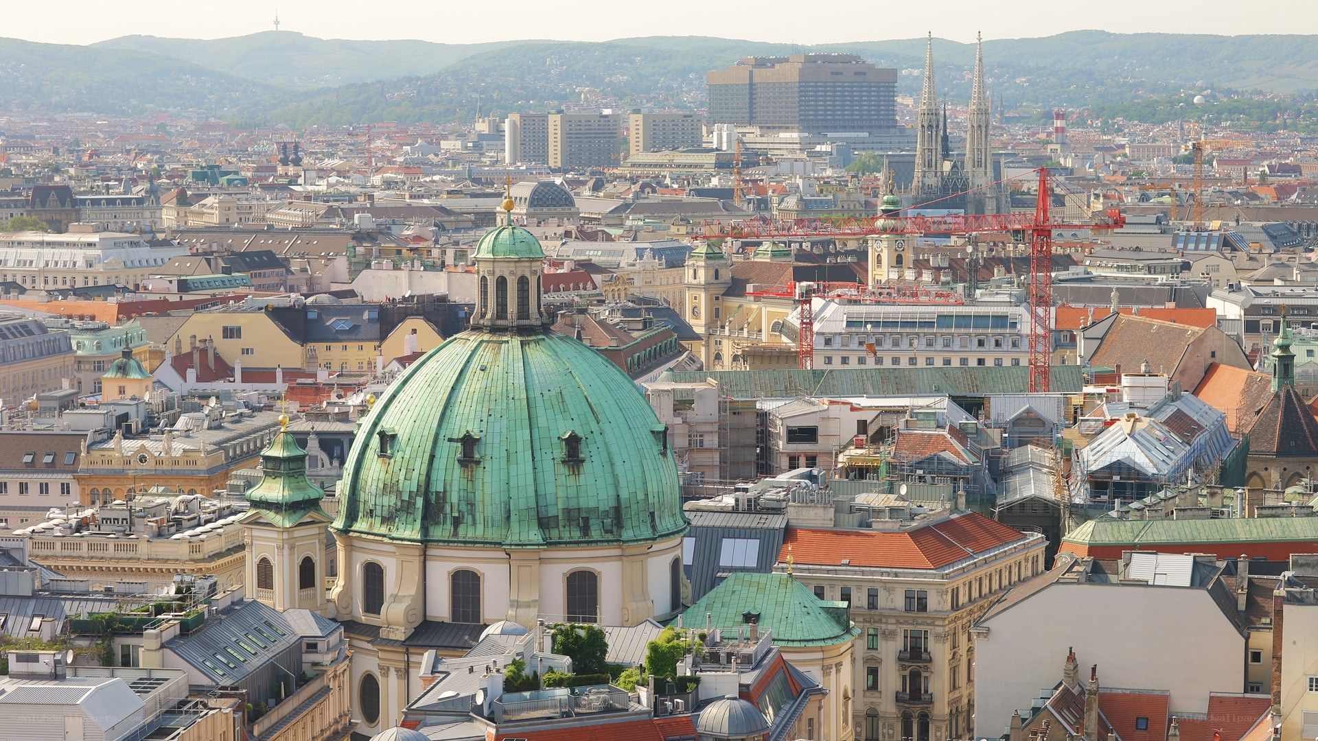 Vienna cityscape with green dome