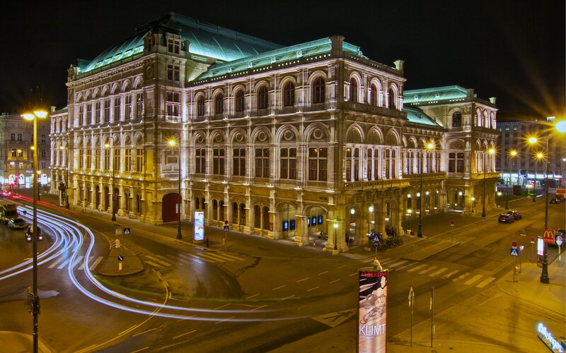 Vienna State Opera at Night — Yellow, Dramatic