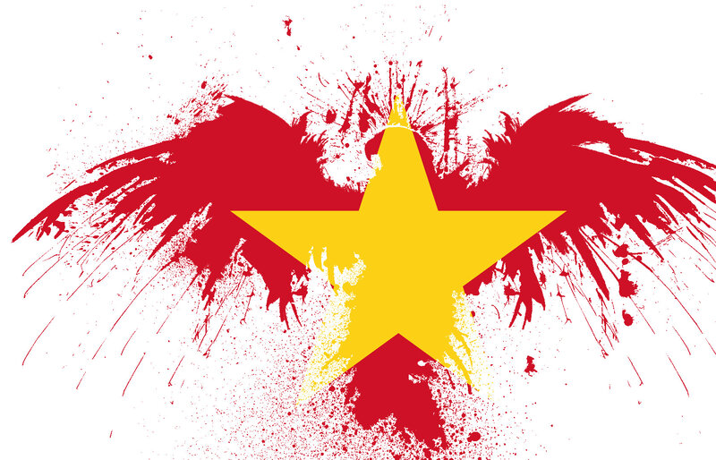 Vietnam flag with splatter effect