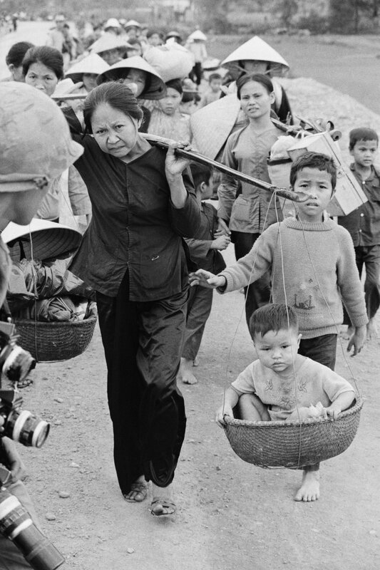 Vietnamese refugees on the road