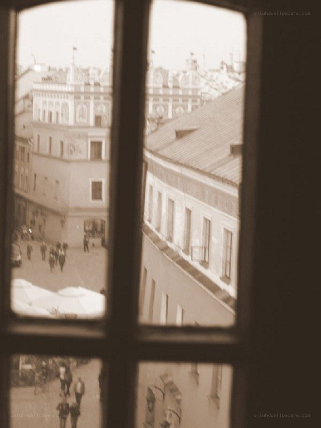 view from a window in an old city