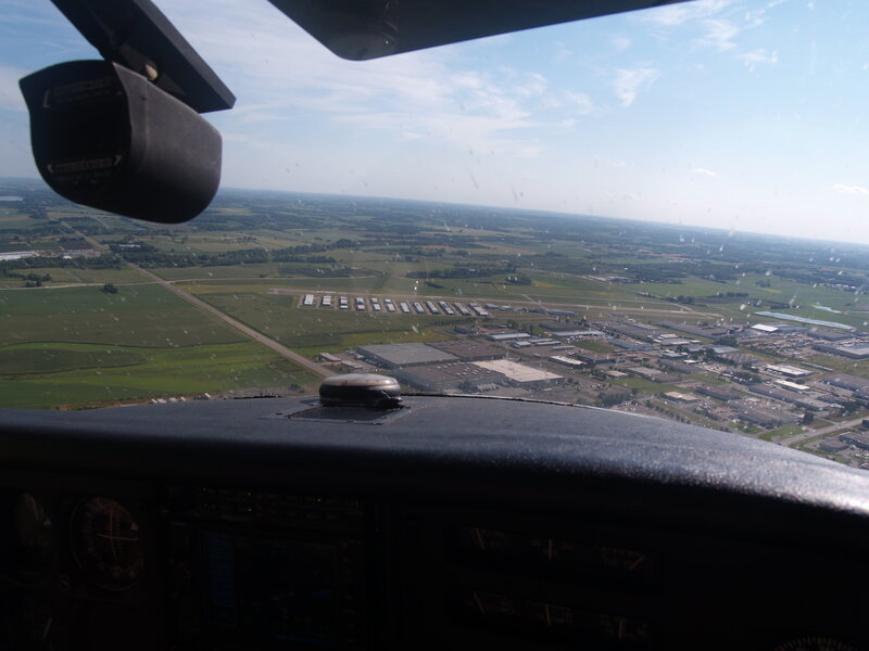 view from cockpit of small plane