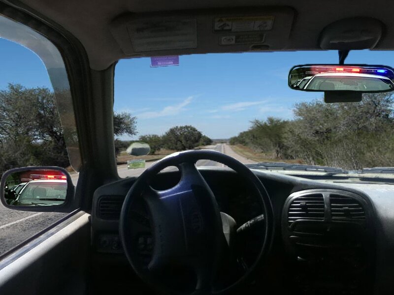 view from inside a car on a road