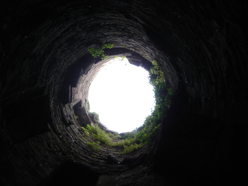 view from inside a stone well