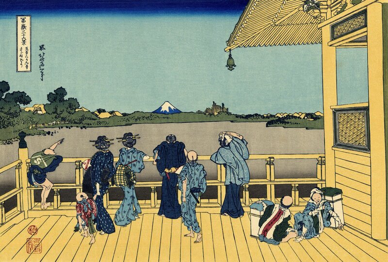 View of Mount Fuji from a bridge