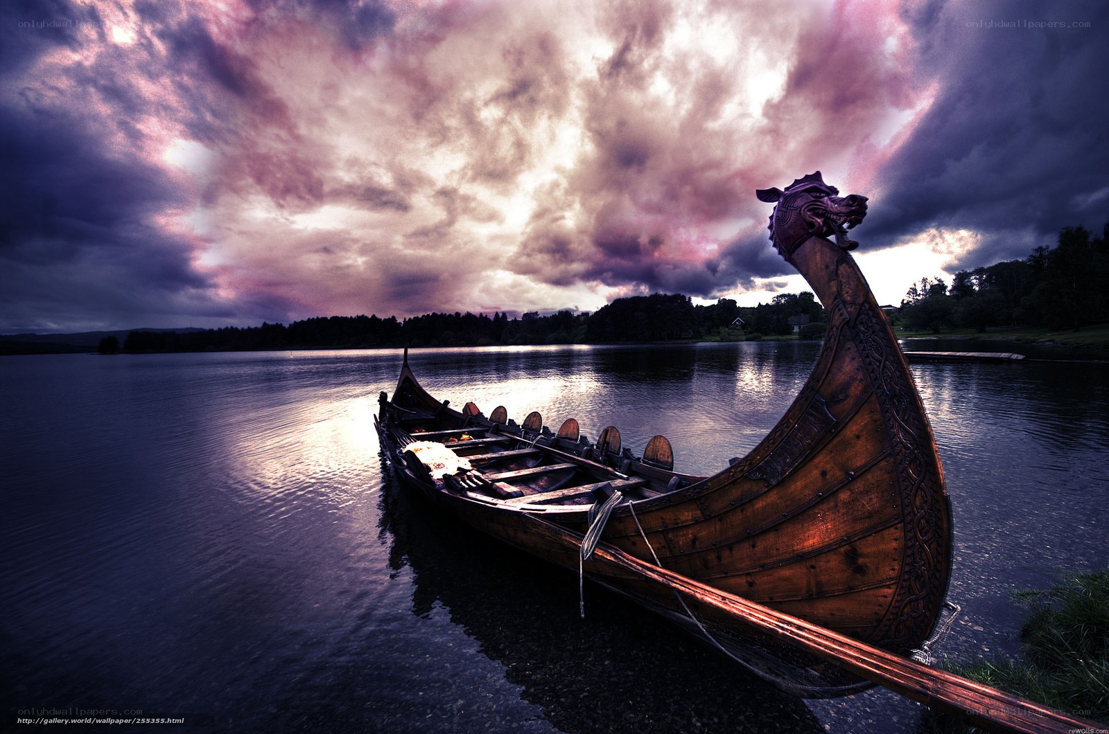 Viking boat on a lake