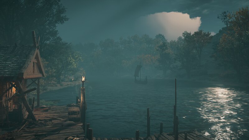 Viking Boat on River