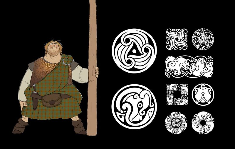 Viking character with Celtic designs