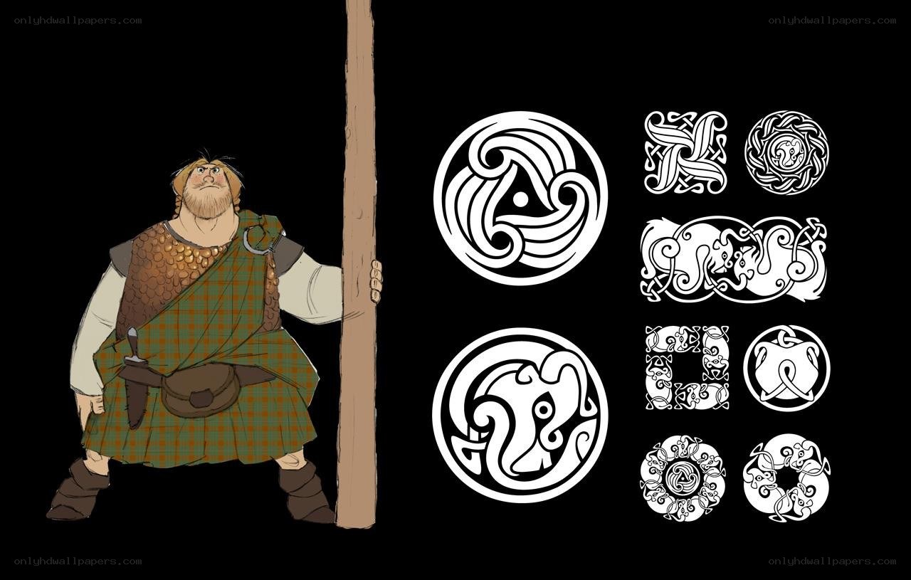 Viking character with Celtic designs