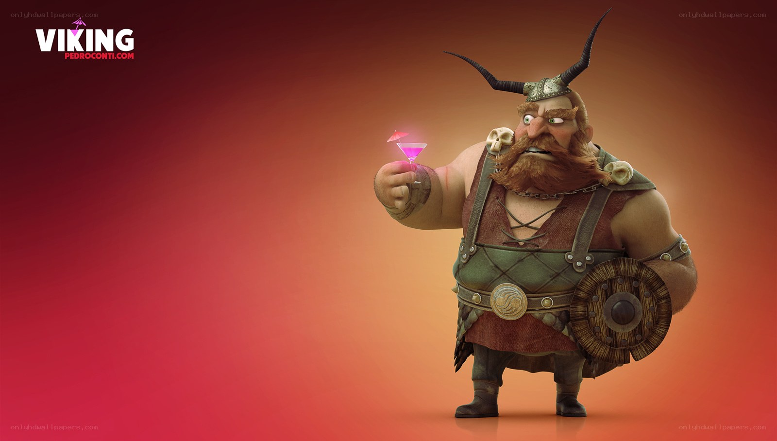 Viking character with cocktail