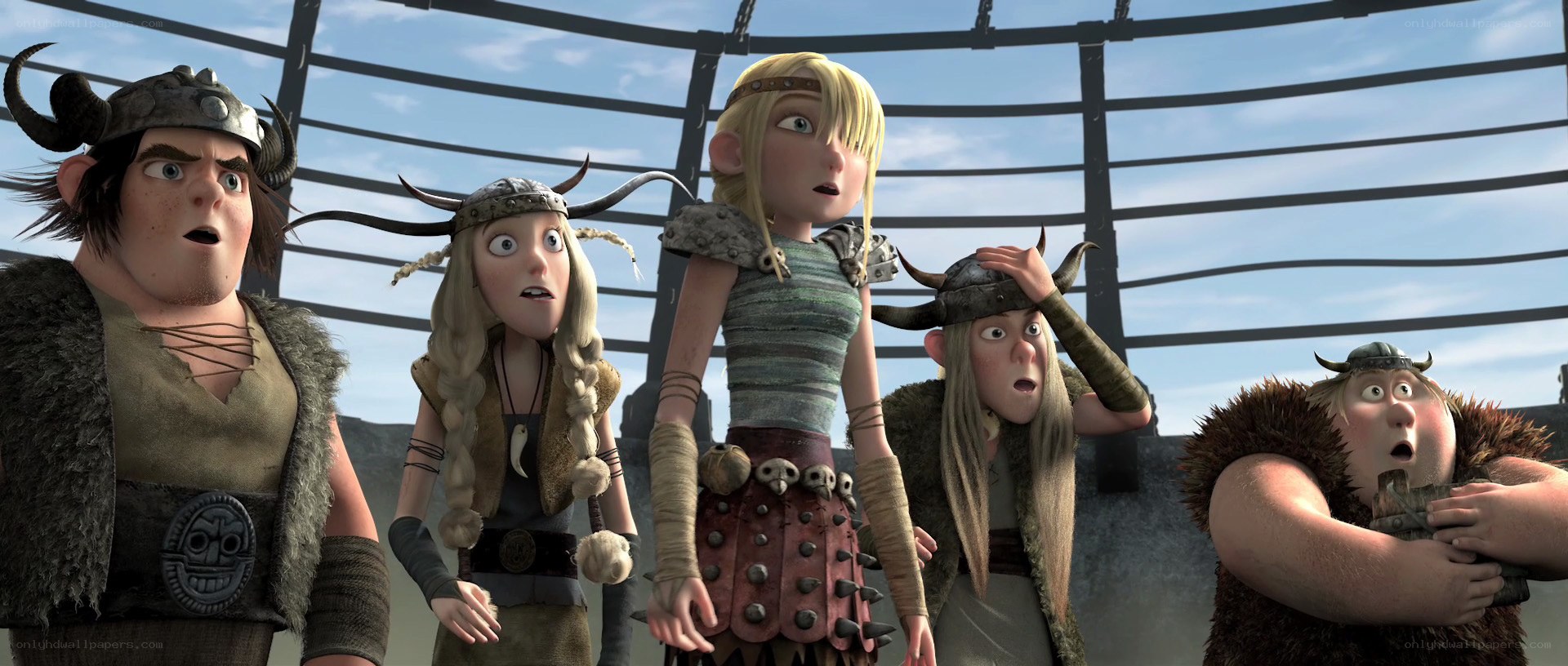 Viking characters in a cage