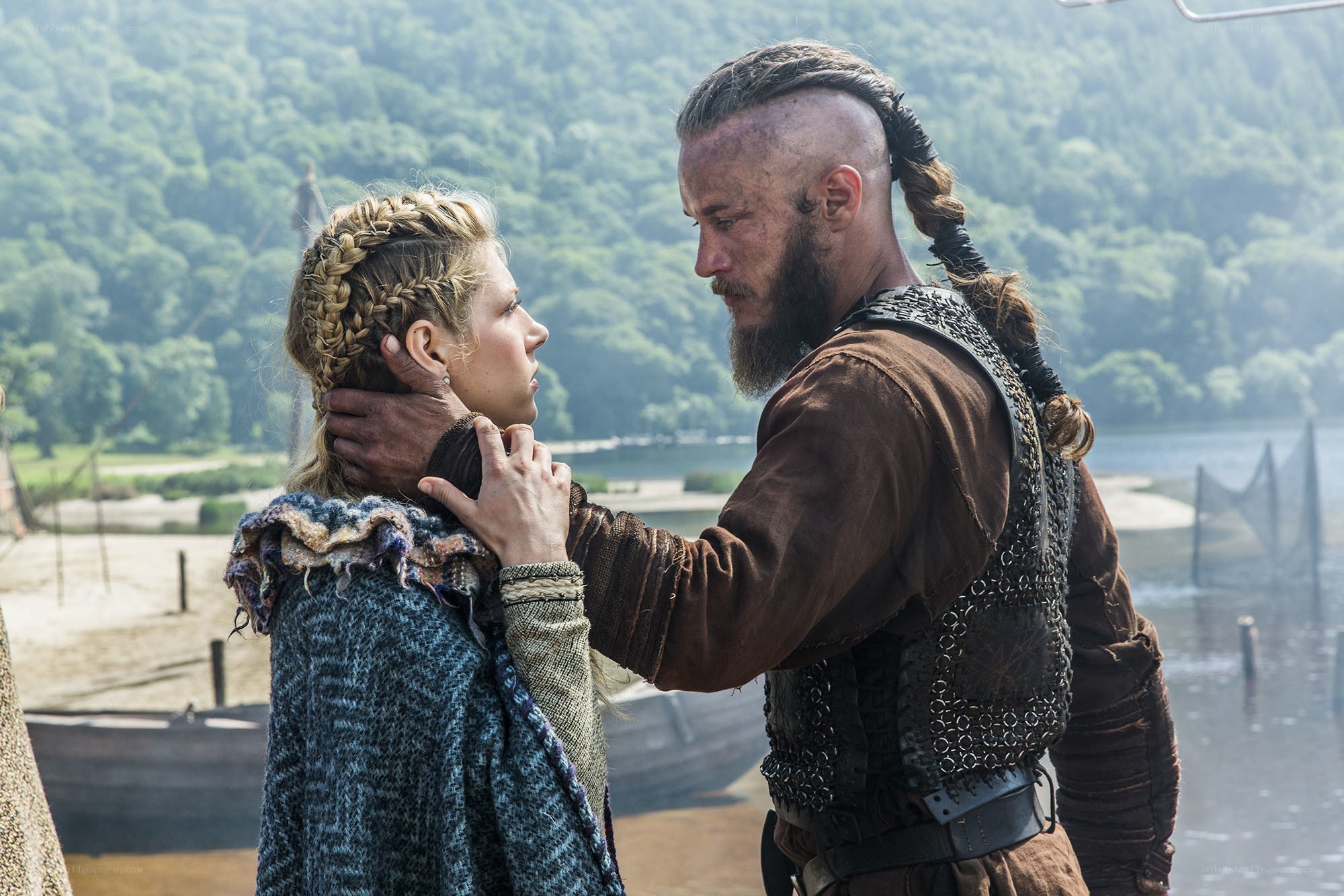 Viking couple in a tender moment