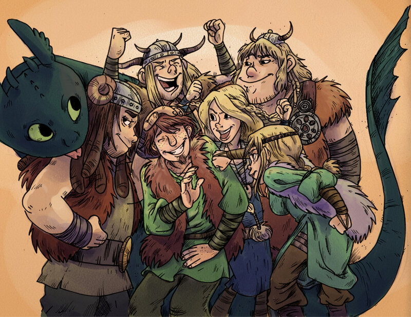 Viking crew with dragon