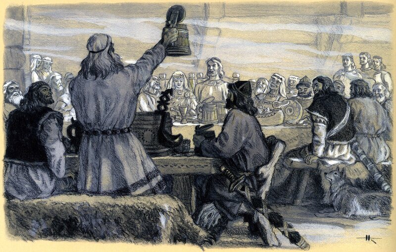 Viking feast scene
