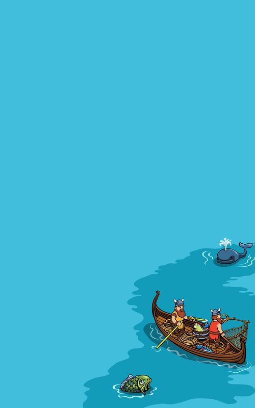 Viking Fishermen in Boat