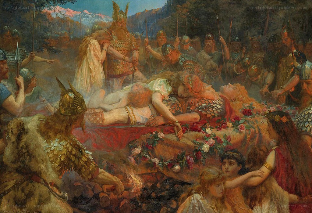 Viking funeral scene