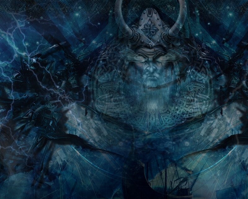 Viking god with lightning