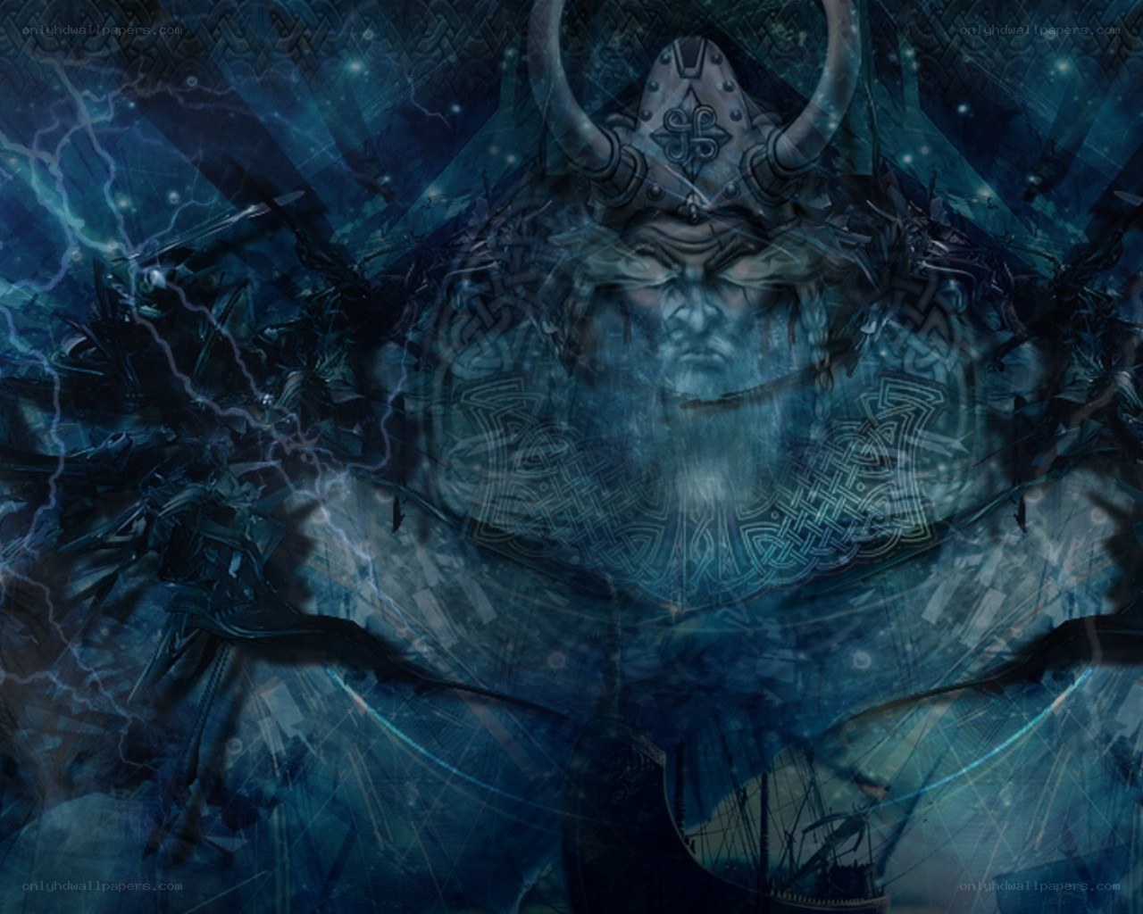 Viking god with lightning