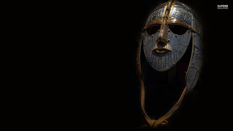 Viking helmet on dark background