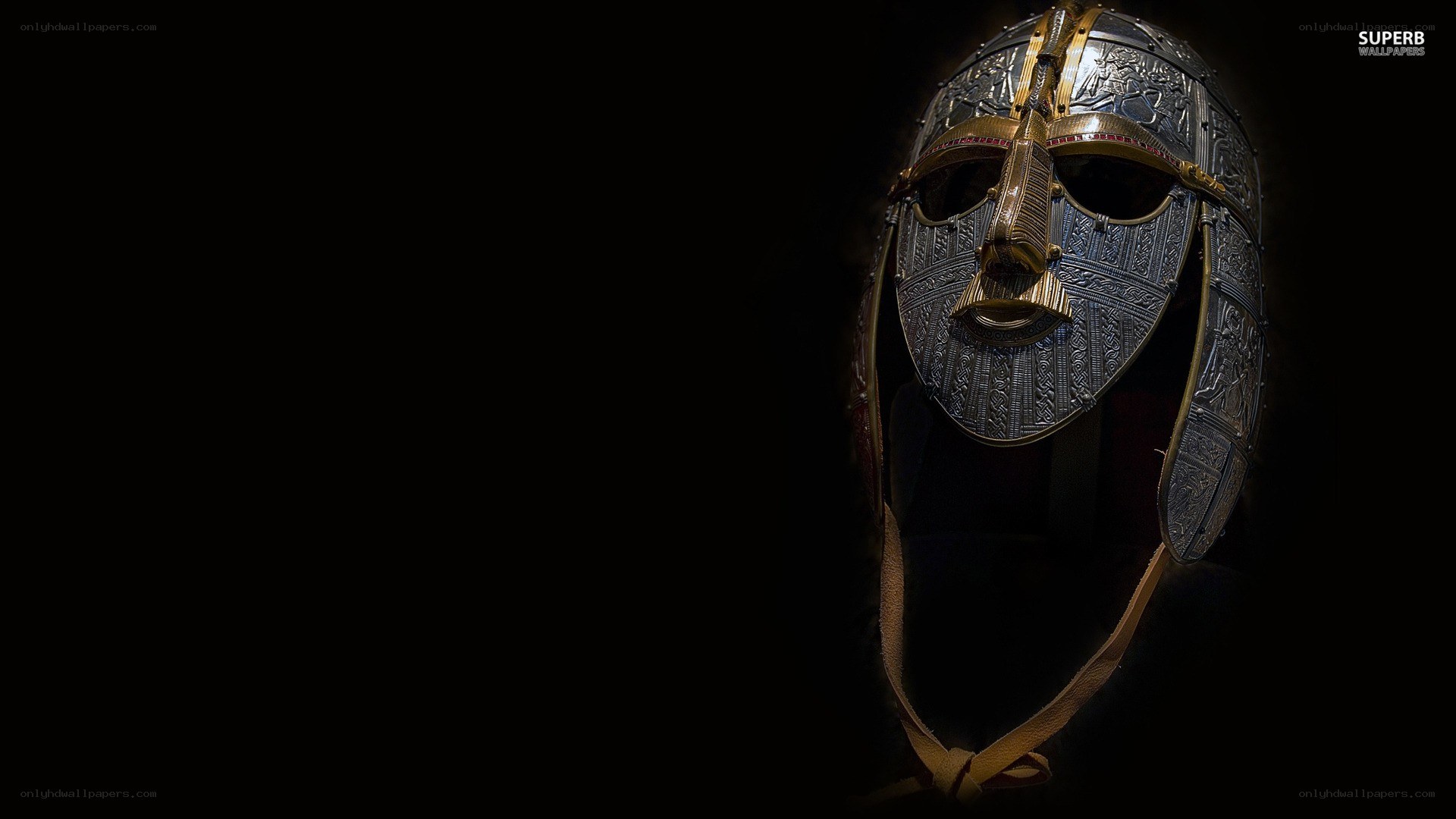 Viking helmet on dark background