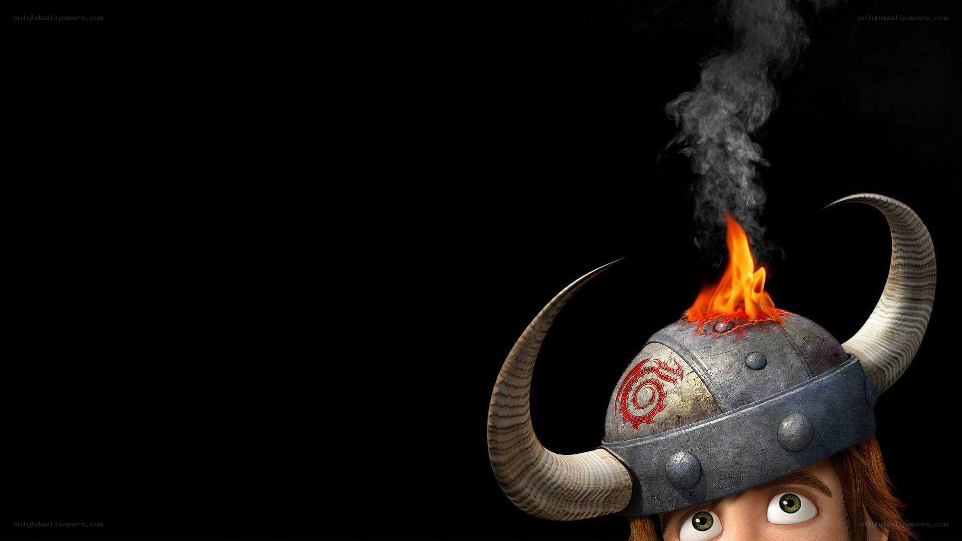 Viking helmet on fire