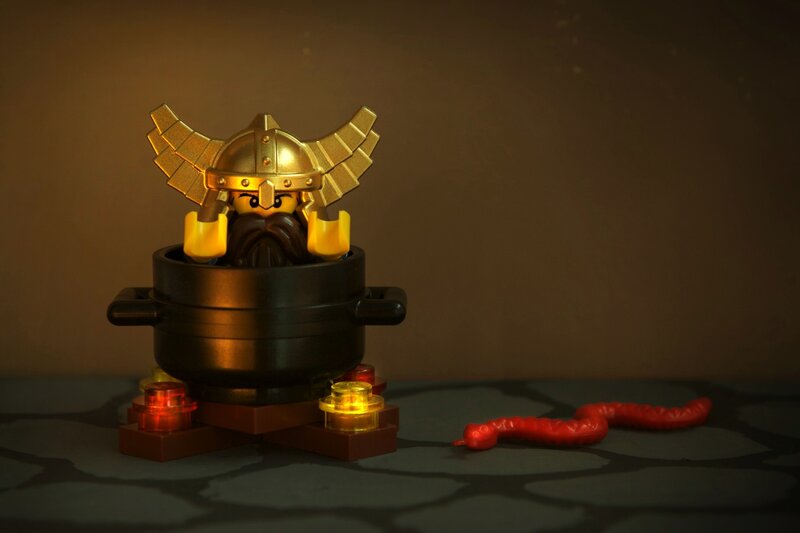 Viking in a cauldron