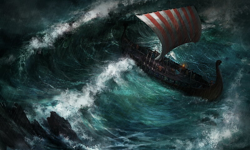 Viking Longship in Storm